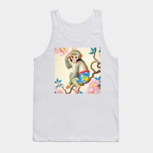 Chinoiserie monkey on magnolia tree Tank Top